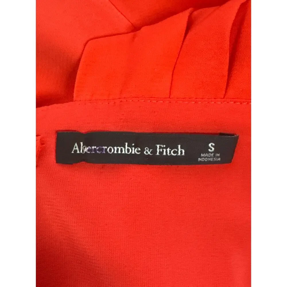 Abercrombie & Fitch Off Shoulder Maxi Dress Slit Camille Womens Small Red Orange